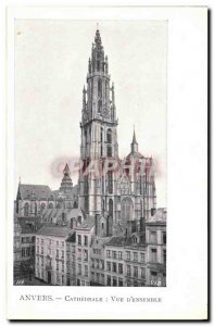 Old Postcard Antwerp Cathedral View of Together