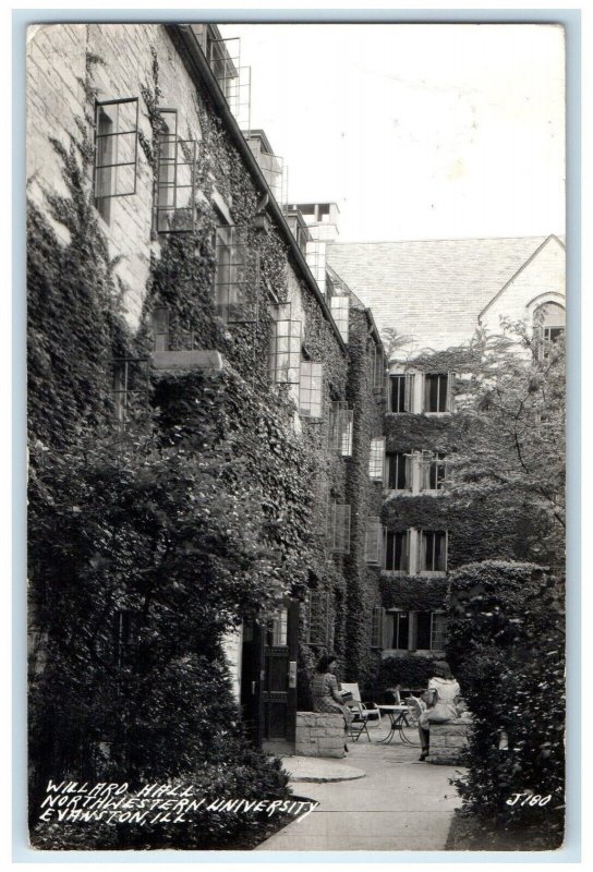 Evanston IL RPPC Photo Postcard Willard Hall Northwestern University 1947