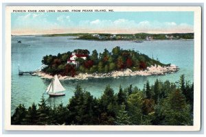 Peaks Island Maine Postcard Pumkin Knob Long Island Boat c1920 Vintage Antique