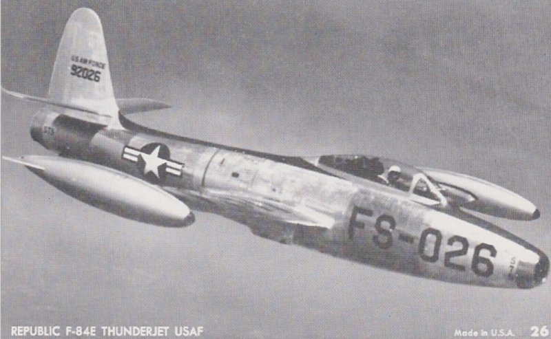 Military Airplane Republic F-84E Thunderjet United States Air Force