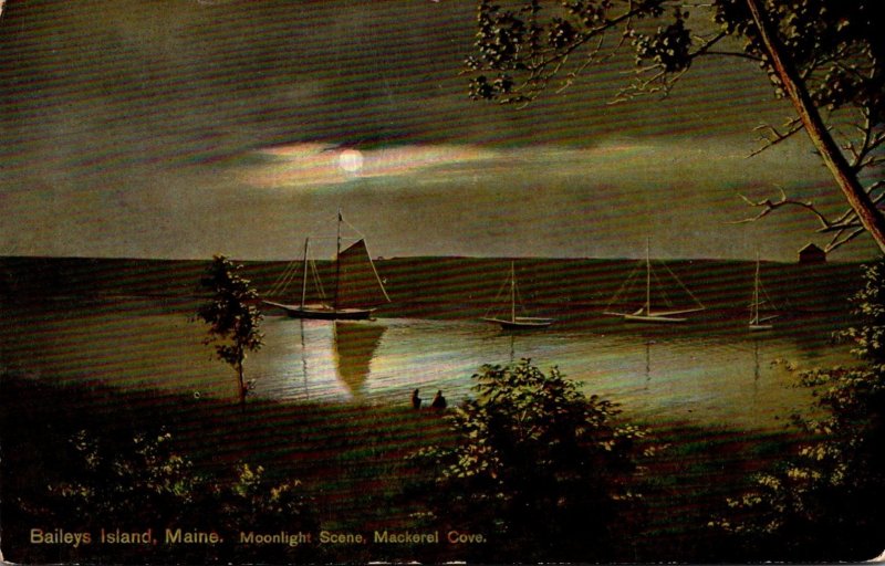 Maine Bailey's Island Mackeral Cove Moonlight Scene 1911