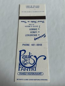 Vintage Matchbook Cover Paul's Pantry Restaurant Columbus, Ohio MB183