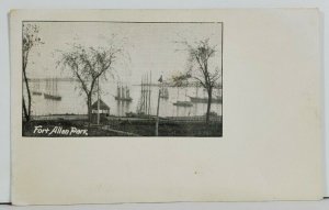 Portland Maine FORT ALLEN PARK Early View Sail Ships Early UDB Postcard P13