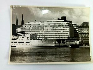 Vintage Postcard Helsinki Helsingfors Hotel Palace Photo with Ship Scene