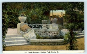 PEORIA, IL Illinois~ GEODE FOUNTAIN in Bradley Park c1910s  Postcard