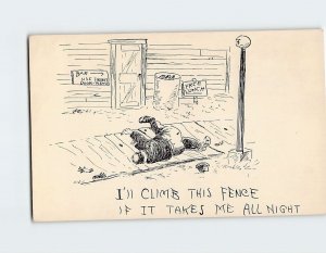 Postcard I'll Climb This Fence, If It Takes Me All Night, Humor Comic Art Print