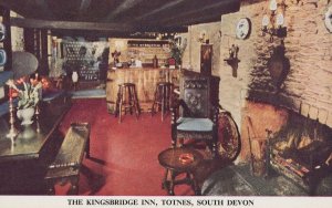 The Kingsbridge Inn Totnes Devon Vintage Pub Interior Postcard