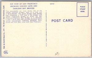 Vtg San Francisco California CA View of Golden Gate Oakland Bay Bridges Postcard