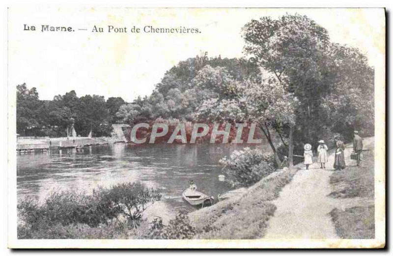Old Postcard The Bridge At Marne Chennevieres