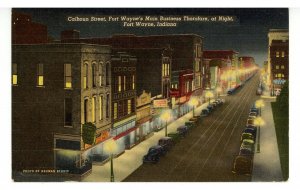 IN - Fort Wayne. Calhoun Street at Night circa 1944