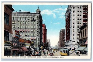 Minneapolis Minnesota Postcard Hennepin Avenue North Sixth Street c1920 Vintage