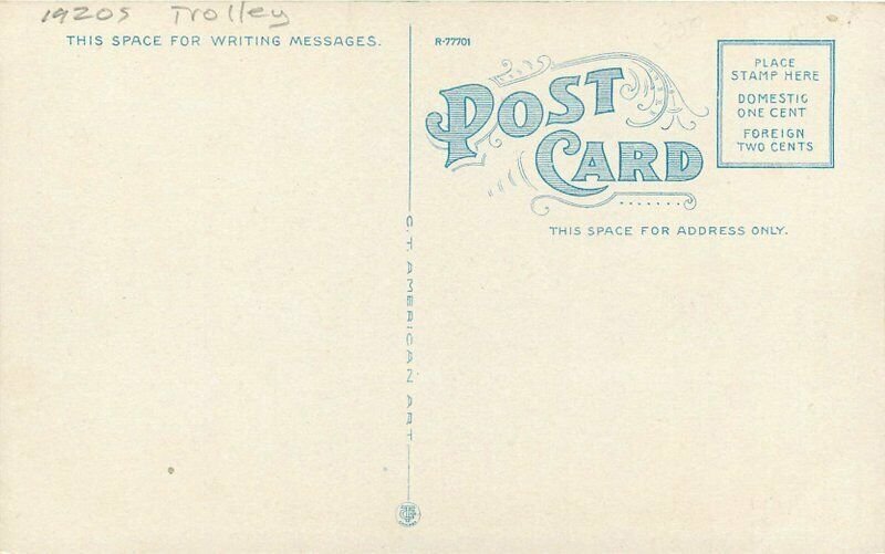 Automobiles Procter Street Port Arthur Texas Teich 1920s Trolley Postcard 5666