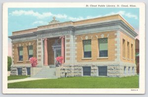 Linen~St Cloud Public Library Street View~Minnesota~CT American Art~Vintage PC