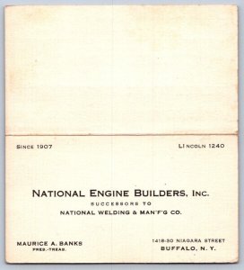 K50/ Antique Business Card 1940s National Engine Builders Buffalo New York 135