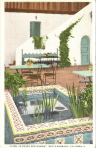 Santa Barbara CA California  EL PASEO RESTAURANT Patio View  ca1920's Postcard