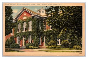 Heck-Williams Library Wake Forest College Wake Forest NC UNP Linen Postcard N24