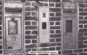 Newton Abbot Train Railway Station Pillar Box Real Photo Postcard