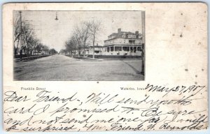 c1900s UDB Waterloo, IA Franklin St Street Light House Photo Litho Postcard A62