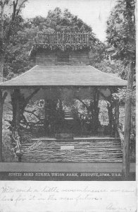 1911 Dubuque Iowa RUSTIC BAND STAND Union Park Acme Postcard Posted