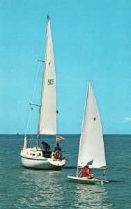 Vintage Postcard Sailing the Blue Waters of Lake Huron Bayfield Ontario Canada