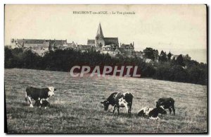 Old Postcard Beaumont in Auge General view Cows