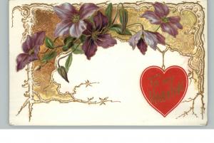 Embossed Valentine Heart Flowers c1910 Postcard