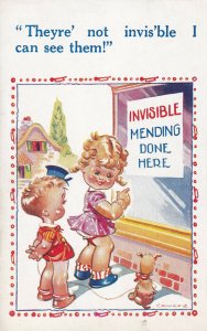 Theyre' Not Invis'ble I Can See Them! Invisible Mending Done Here, 1900-1910