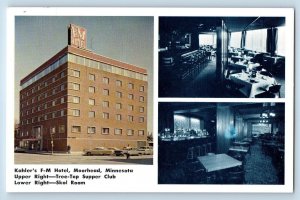 Moorhead Minnesota Postcard Kahler's F-M Hotel Center Ave. c1960 Vintage Antique