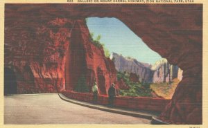 USA Gallery On Mount Carmel Highway Zion National Park Linen Postcard 03.66