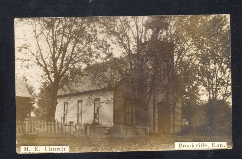RPPC 1910 BROOKVILLE KANSAS METHODIST EPISCOPAL CHURCH  REAL PHOTO POSTCARD