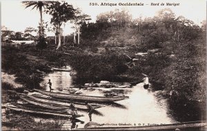 Senegal Dakar Afrique Occidentale Bord de Marigot Vintage Postcard C120