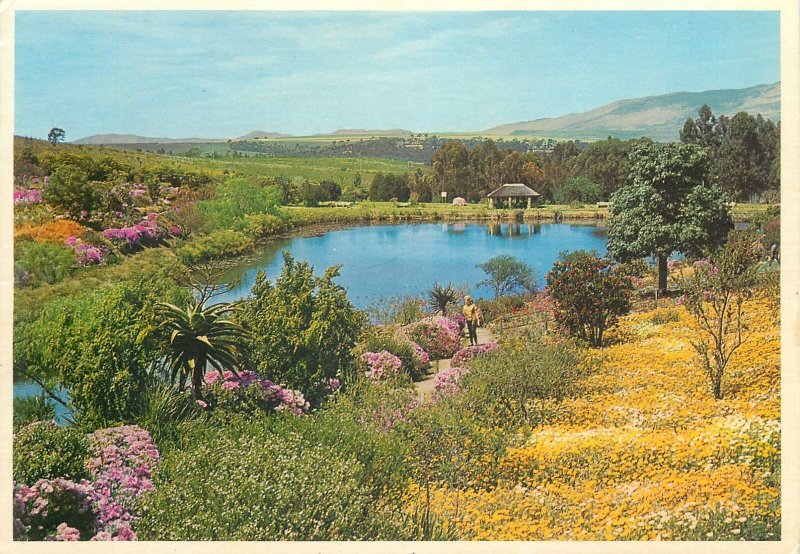 Postcard Caledon Gardens exotic flowers lake view