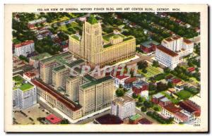 Old Postcard Air View of General Motors Fisher Bldg And Art Center Bldg Detro...