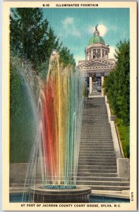 VINTAGE POSTCARD FOUNTAIN AT FOOT OF JACKSON COUNTY COURT HOUSE SYLVA N.C.