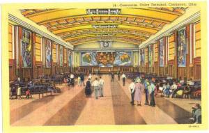 Concourse, Union Terminal, Cincinnati, Ohio, OH, 1948 Linen