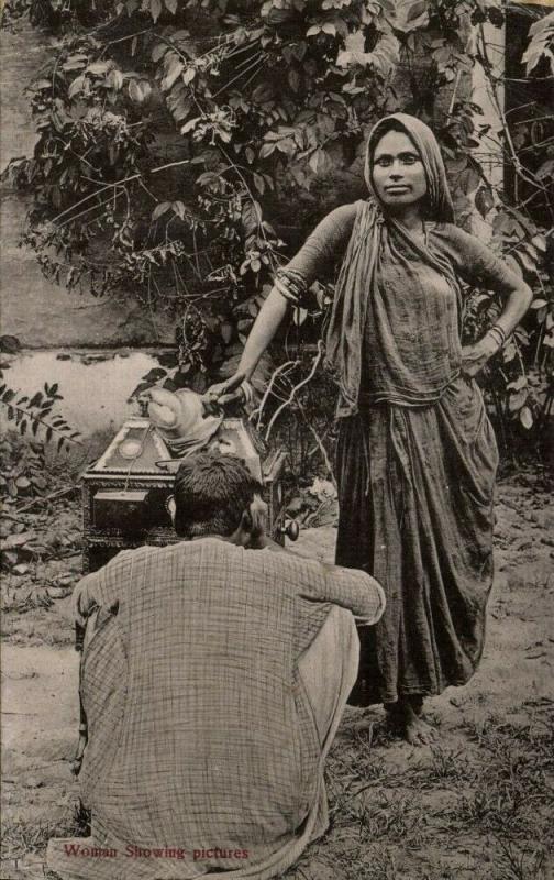 india, Native Woman showing Pictures Stereoscope Box (1910s) Postcard