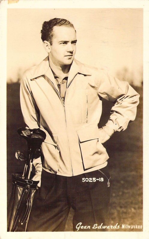 Real Photo, RPPC,  Mens Fashion Adv, 1940's Deluxe Golfer, Msg, Old Postcard