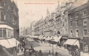 BIRMINGHAM WARWICKSHIRE ENGLAND~NEW STREET FROM EAST-STORES~1904 PHOTO POSTCARD