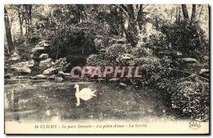 Old Postcard Clichy Le Parc Denain The water room Cave Swan