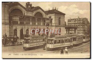 Old Postcard Tram Paris Montparnasse train station