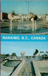 Centennial Fountain Nanaimo BC British Columbia Multiview Unused Postcard D64