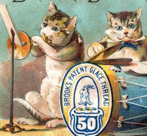 1880s Brook's Spool Cotton Anthropomorphic Cats Playing Musical Instruments F141