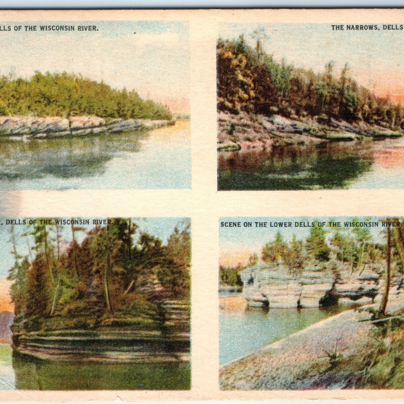 c1910s Multi-View Wisconsin Dells, WI River Narrows Upper Lower PC A147