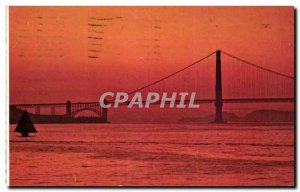 Postcard Modern San Francisco California USA The Goldan gat bridge at Sundown