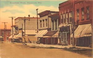 Mazomanie Wisconsin Broadhead Street Sky Tinted Vintage Postcard U4684