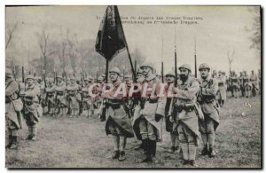 Old Postcard Presentation of the flag to the French Army troops