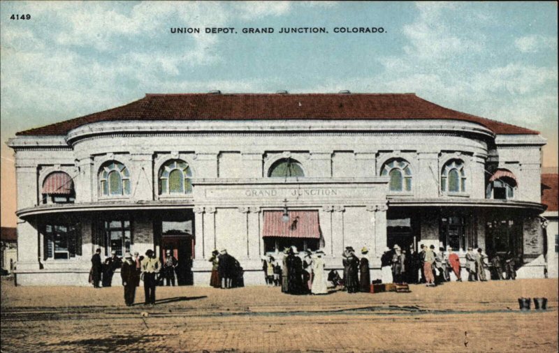 Grand Junction Colorado CO Train Station Depot c1910 Vintage Postcard