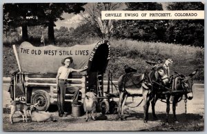 Pritchett Colorado 1940s Postcard Orville Ewing with Old West Covered Wagon