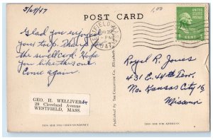 1947 US Post Office Building Cars Westfield Massachusetts MA Vintage Postcard