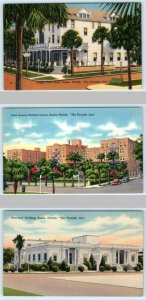 3 Postcards EUSTIS, FL Florida ~ GRAND VIEW HOTEL, Hospital & Municipal Building